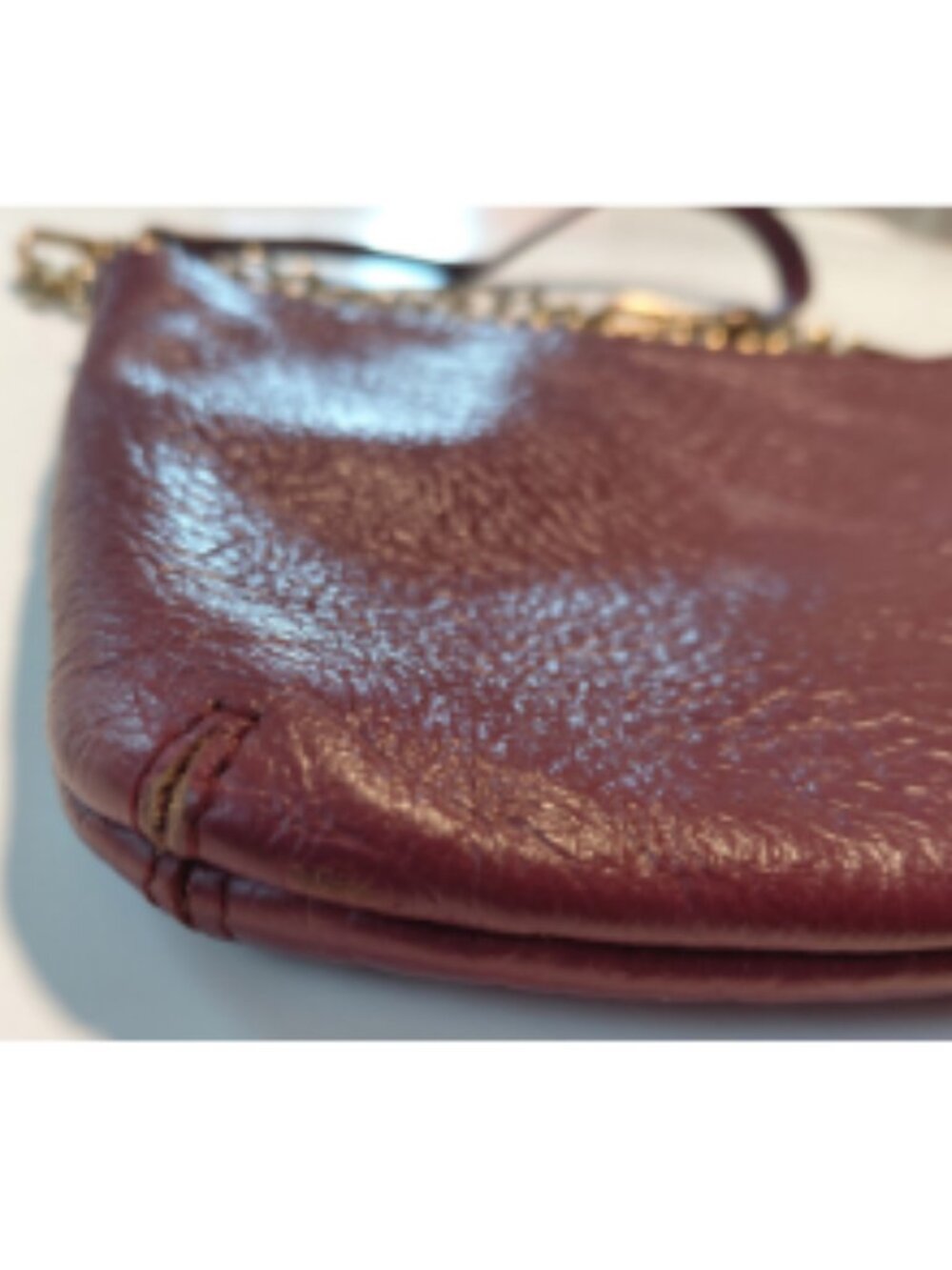Lodis Burgundy/Plum Chain Strap Italian Leather Pebble Crossbody - Picture 9 of 15